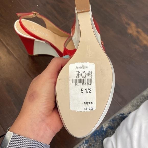Sesto Meucci Size 5 1/2 wedges white and red NWOB - Picture 6 of 6